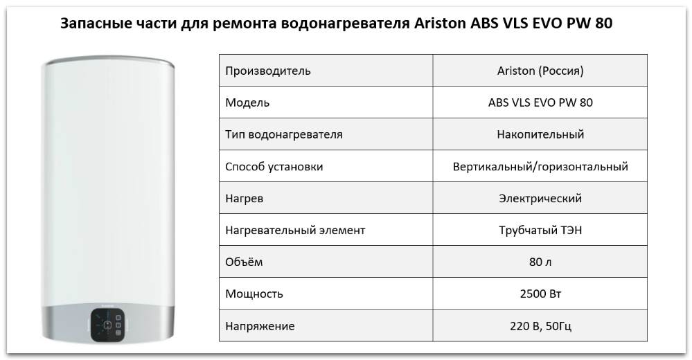 Купить запчасти Ariston ABS VLS EVO PW 80 в Кирове